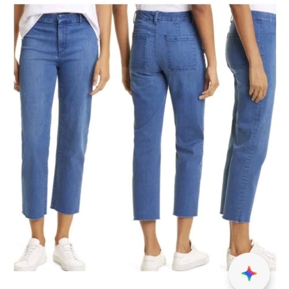 Frank & Eileen Kinsale Trouser Jeans Size 8 Raw Hem Italian Performance Denim